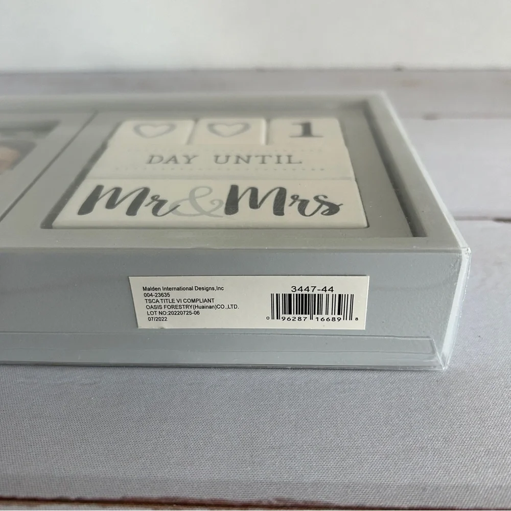 Wedding Calendar Engagement Countdown & Photo Frame | Malden | Freestanding Box